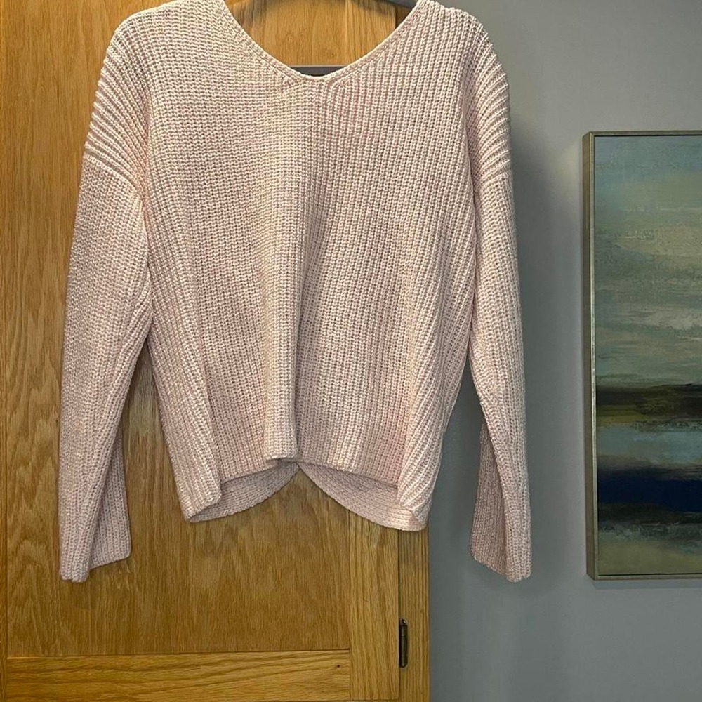 Astr Pink Knit Twist Back Sweater Size XL